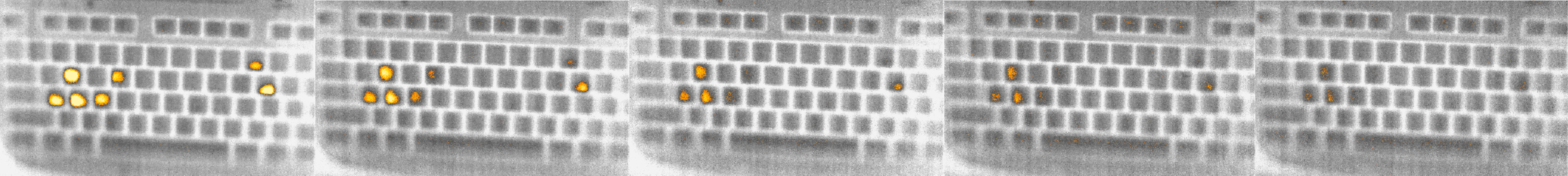 Thermal residue of keyboard after password entry, shown over 60 seconds